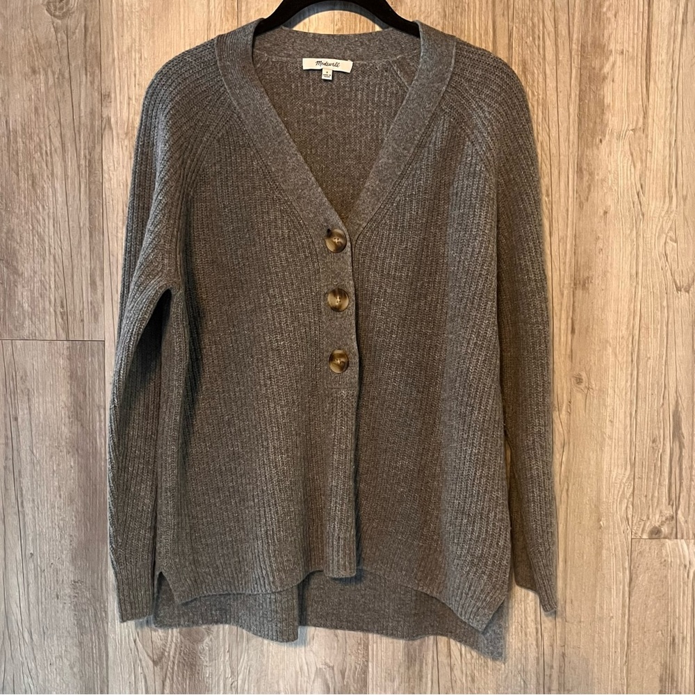 Madewell Ribbed Lyle Henley Sweater Morino Wool Blend Small